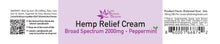 Load image into Gallery viewer, Broad Spectrum 2000mg Hemp Relief CREAM- Peppermint (2oz)