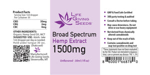 Broad Spectrum 1500mg Hemp Extract - 1oz
