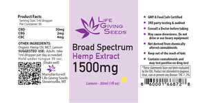Broad Spectrum 1500mg Hemp Extract - LEMON 1oz