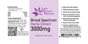 Broad Spectrum 3000mg Hemp Extract - 1oz